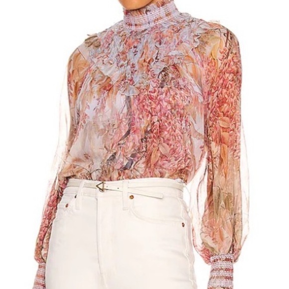 Zimmermann pink combination floral print blouse size 6. - Picture 4 of 5